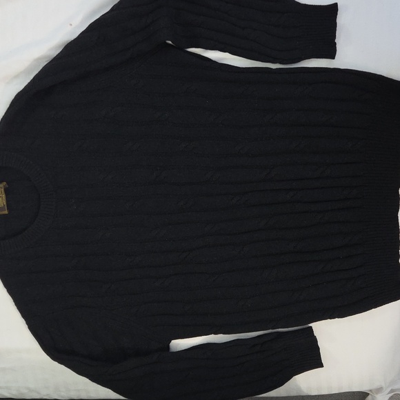 CASHMERE SELECTION . Men's Black Cable Knit Sweater By Mitsukoshi Shangai - Picture 1 of 8